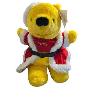 Vintage Sears Walt Disney Winnie The Pooh Bear Plush Embroidery Sweater Santa